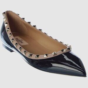 Authentic Valentino Garavani Rockstud Pointy Ballet Flats - US 6 (EU 36) - Black